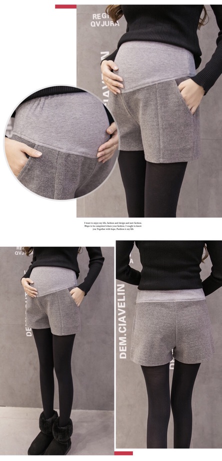 🤰quần short thu đông cho bà bầu(hàng quảng châu)sẵn quần đen M