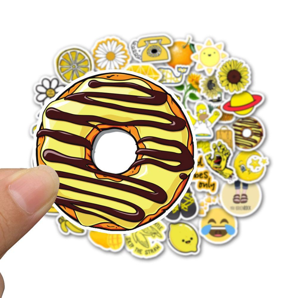 SET 50 MIẾNG STICKER MÀU VÀNG YELLOW G-DRAGON CHỐNG NƯỚC DÁN NÓN BẢO HIỂM, LAPTOP, VALI, TỦ, BÀN HỌC, XE MÁY | BigBuy360 - bigbuy360.vn