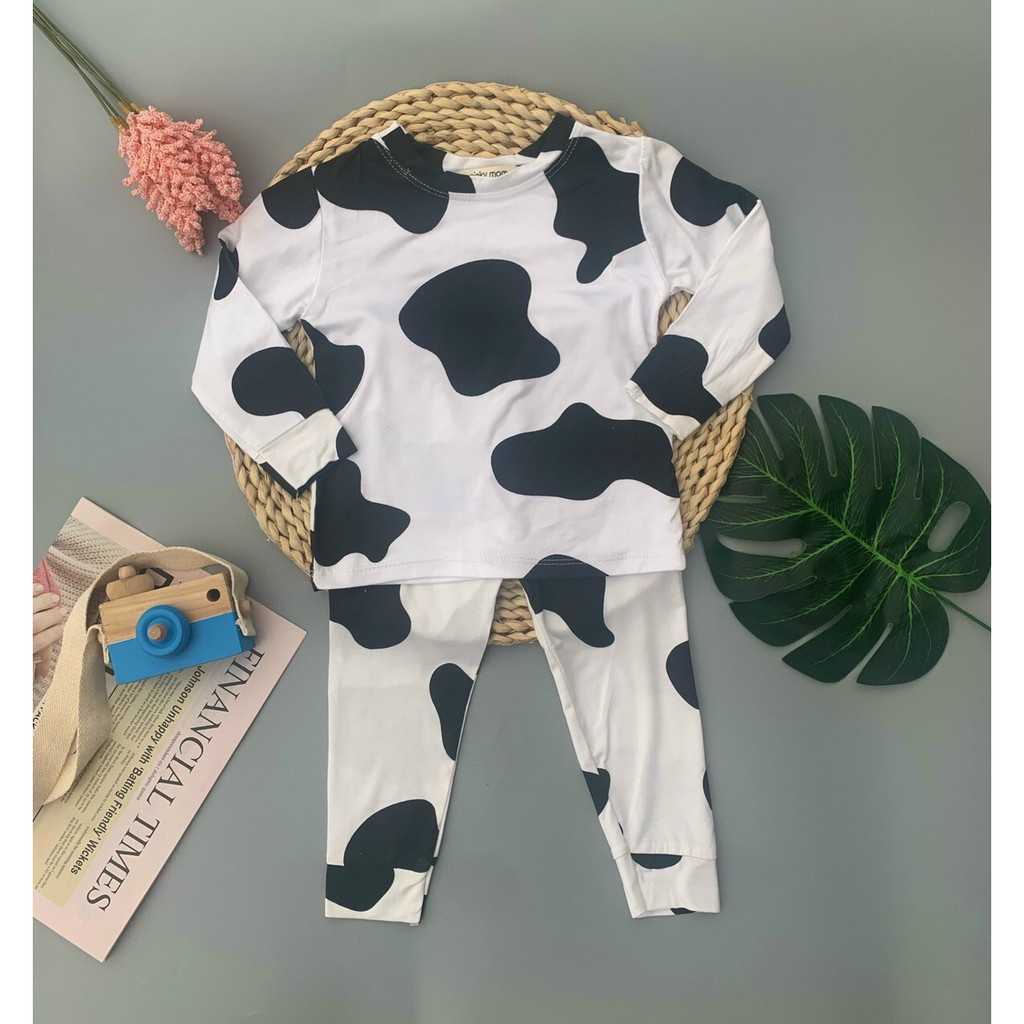 45.[HCM] Bộ Quần áo thu đông trẻ em tay dài quần dài, đồ bộ bò sữa hàng Cotton thun lạnh Minky Mom, vải Sài Gòn loại 1