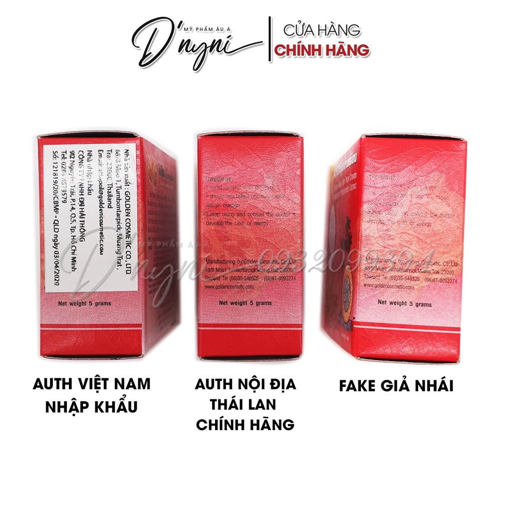 Kem Sâm Lựu Đỏ Dưỡng Da Tàn Nhang Golden Korean Extra Pearl Cream Ginseng and Pomegranate Extract 5g Thái Lan - SÂM ĐỎ