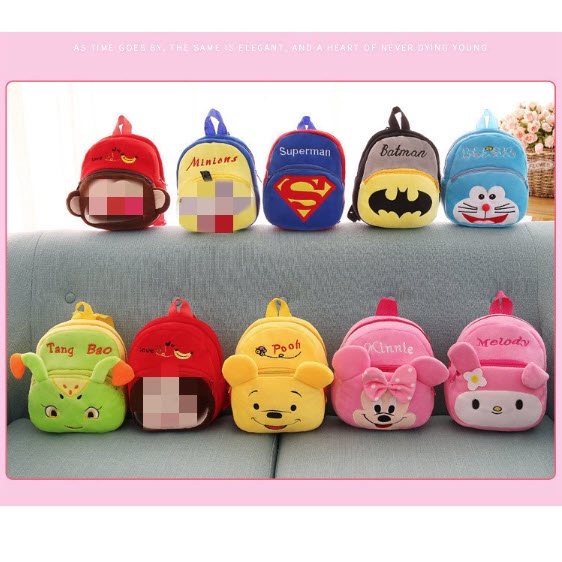 [ HCM ] Balo cho bé trai - gái mầm non / mẫu giáo hoạt hình , ba lô trẻ em mẫu nhung mịn siêu cute