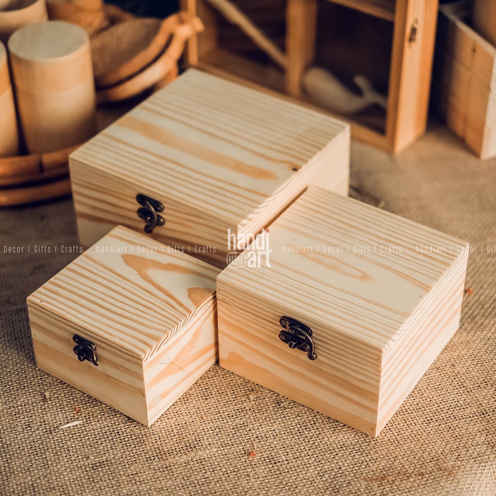 Hộp gỗ vuông đựng đồ đa năng (10x15cm) - Gỗ thông tự nhiên và là giá xưởng
