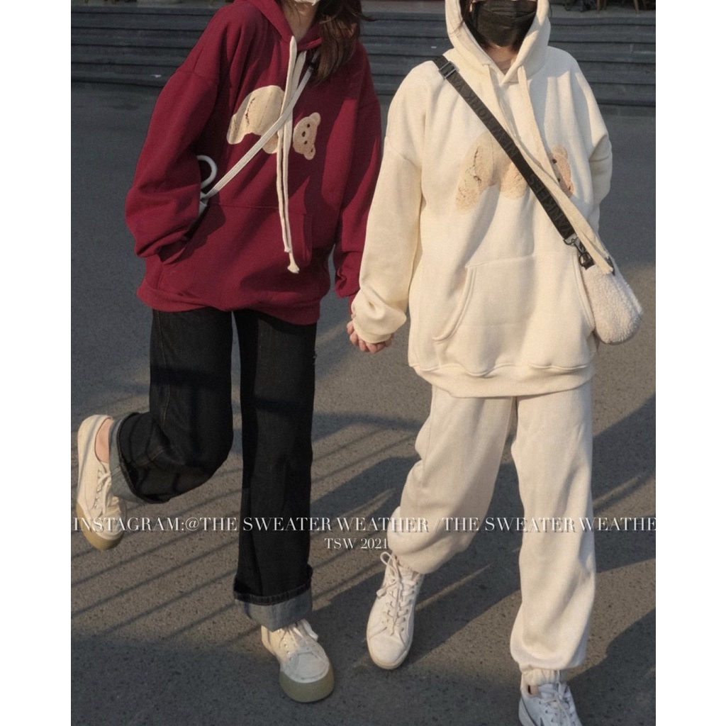 Áo hoddie nỉ con gấu kiểu dáng Hàn Quốc