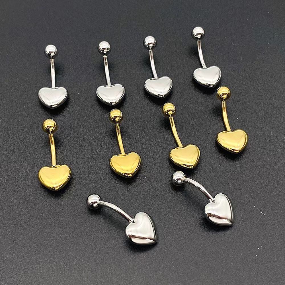 Khuyên Rốn Hình Trái Tim Màu Trơn Bằng Thép Không Gỉ Thời Trang