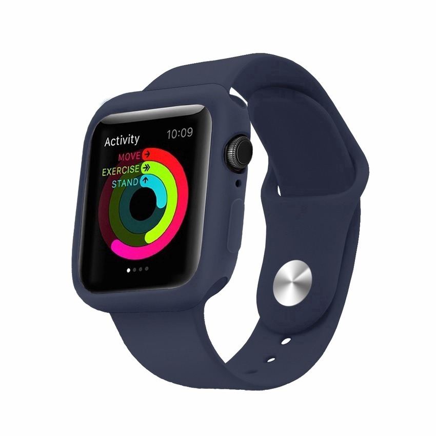 Bộ Dây Đeo + Ốp Bảo Vệ Bằng Silicone Mềm 2 Trong 1 Cho Đồng Hồ Thông Minh Apple Watch 44mm 40mm 42mm 38mm Series 6 SE 5 4 3 2 1