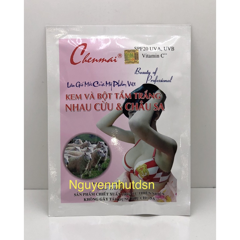 Kem và Bột Tắm Trắng Chenmai Nhau Cừu châu Sa 150g