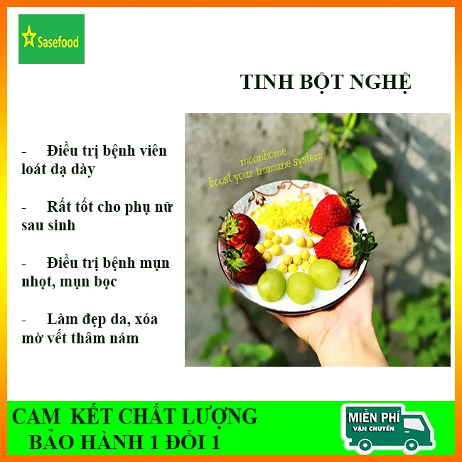 TINH BỘT NGHỆ NGUYÊN CHẤT-SASEFOOD, CHỐNG ĐAU DẠ DÀY VÀ DÙNG CHO PHỰ NỮ SAU SINH LÀM ĐẸP DA XÓA VẾT NÁM