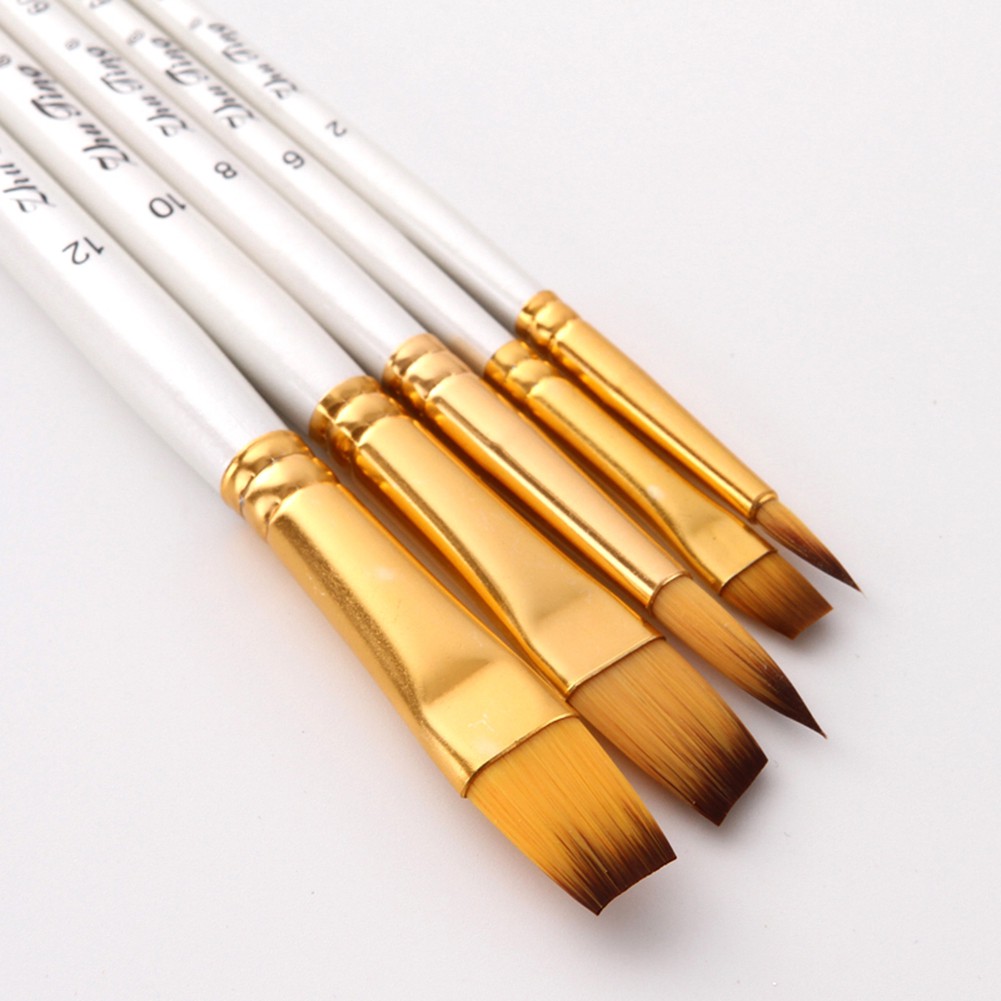 Bộ 5 cọ đầu sợi nylon dùng vẽ tranh sơn dầu chất lượng cao tiện dụng