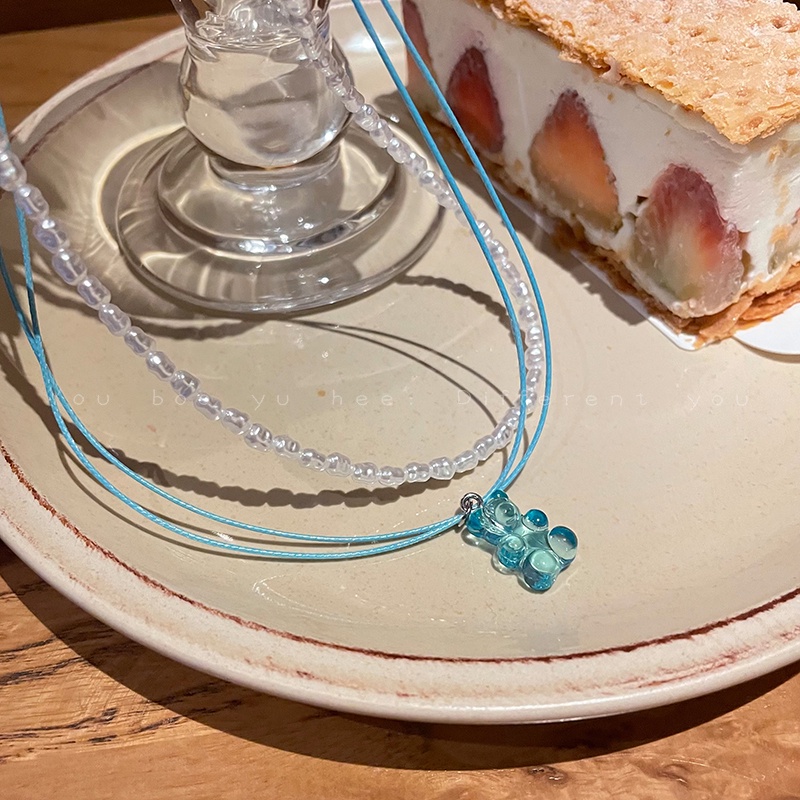 Dây chuyền ngọc trai phối mặt hình gấu nhẹ nhàng sang trọng