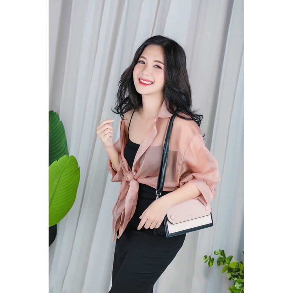 [BÁN CHẠY] Set đầm body hai dây phối Sơ mi voan cột eo siêu cute UK113212