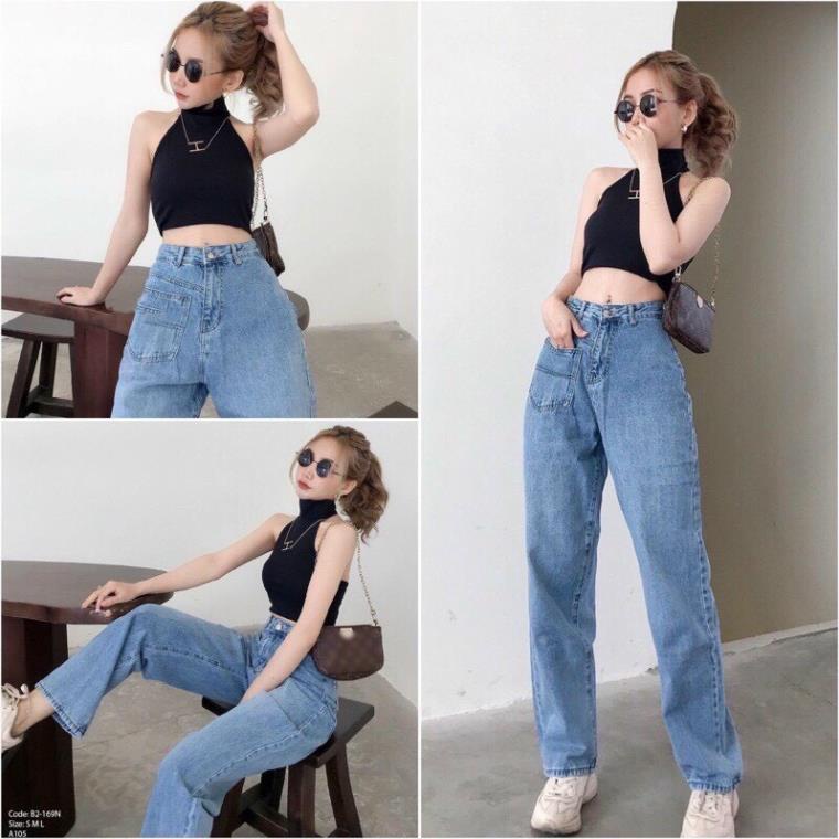 Quần Jeans Baggy Lưng Cao Ống Suông, Quần Jeans Baggy Nữ Ống Rộng, Quần Jeans Baggy Nữ Cạp Cao Ống Rộng