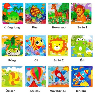 [16 miếng] Đồ chơi ghép hình gỗ puzzle