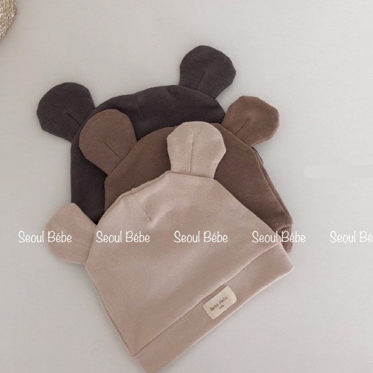 Mũ tai gấu 3 màu basic Bebeholic made in Korea