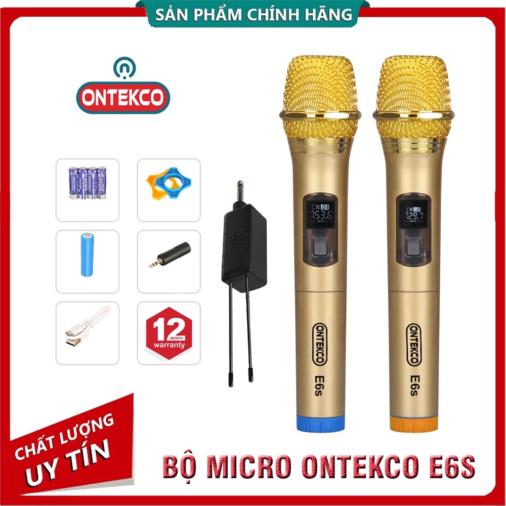 Bộ Micro KARAOKE không dây Chính hãng Ontekco E6/ E8/ MV02  - Chuyên Dụng cho Loa kéo, amply, gia đình - Bảo hành 1