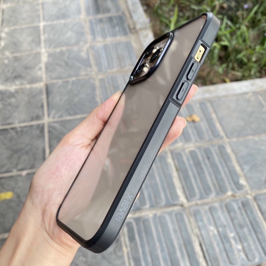 Ốp lưng chống sốc iPhone 15 Pro/ 15 Pro Max/ 13/ 13 Pro/ 13 Pro Max, ốp trong viền màu, ốp chống ố vàng hiệu X-Level