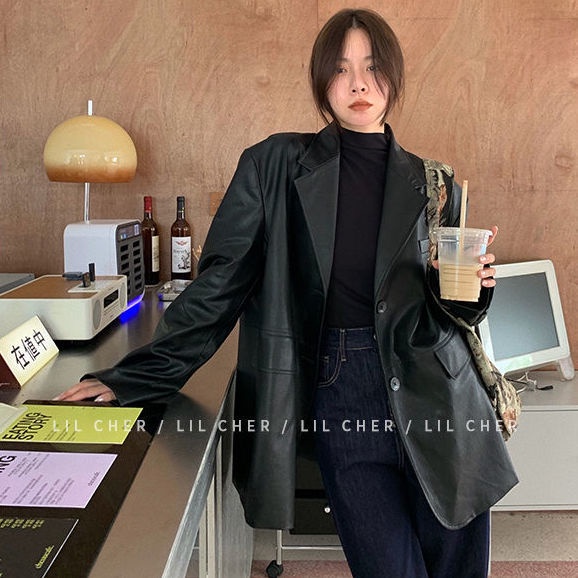 ☒✔Áo Khoác Da pu Dáng Rộng Phong Cách Hàn Quốc Thời Trang Mùa Thu Cho Nữ