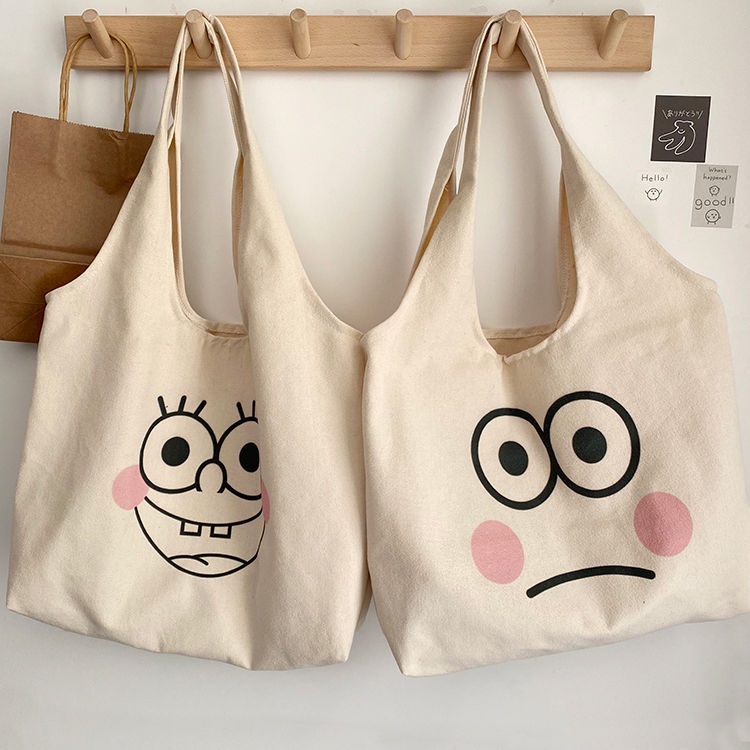 Túi Xách Canvas Họa Tiết Hoạt Hình Phong Cách Hàn Quốc Cho Nữ Sinh