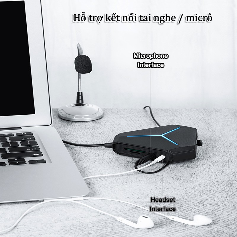 Cổng USB 6 đầu kết nối đa năng cho thiết bị Mac PC/ máy tính xách tay/ máy tính để bàn | BigBuy360 - bigbuy360.vn