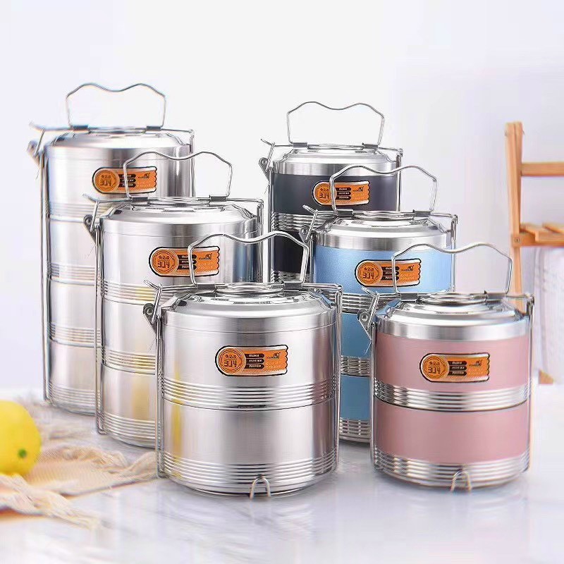 CẶP LỒNG Ủ INOX 304, CẶP LỒNG ĐỰNG CƠM 2 LỚP INOX 304 GIỮ NHIỆT, CÓ NẮP PHỤ CHỐNG TRÀN