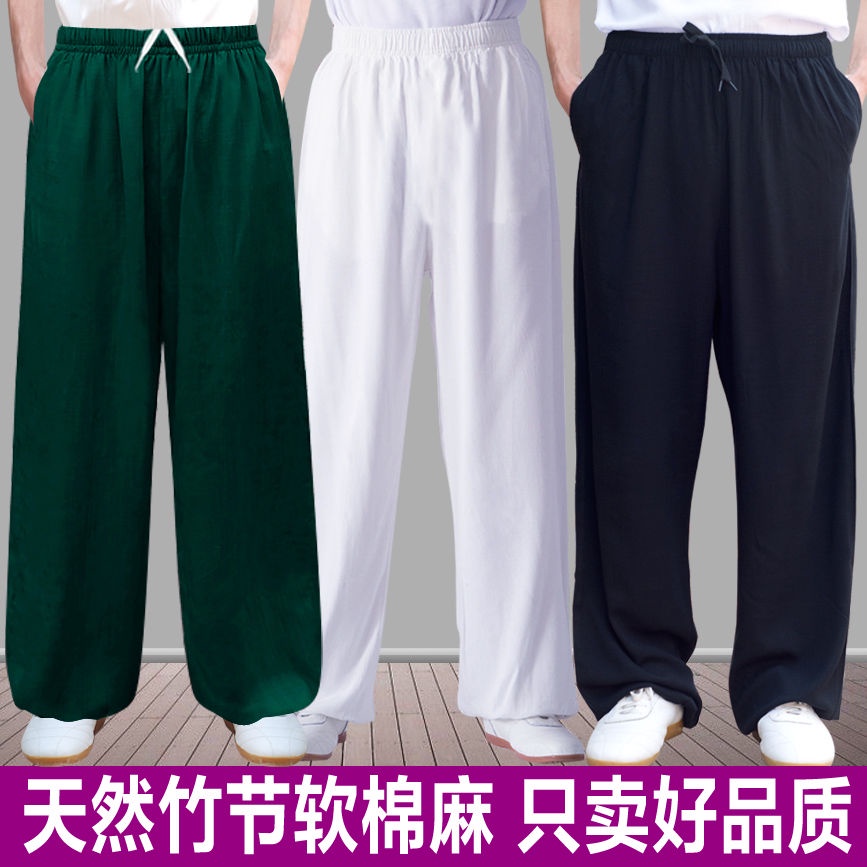 Quần tập võ, quần Thái cực quyền, quần áo cotton nam, vải lanh, quần áo Thái cực quyền mùa xuân và mùa hè, quần tập, áo