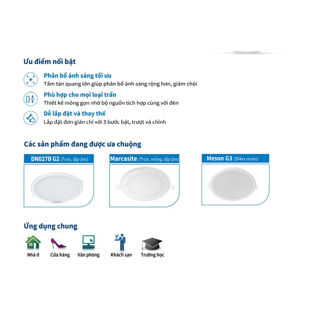 Đèn Downlight 59445 Meson Philips khoét 90 7W - khoét 105 9W ánh sáng Trắng - Trung tính