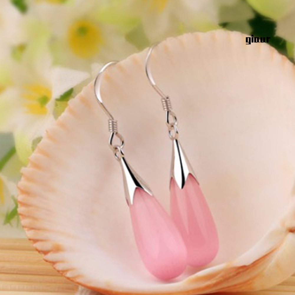 Khuyên Tai Móc Hình Giọt Nước Đính Đá Opal Thời Trang Cho Nữ