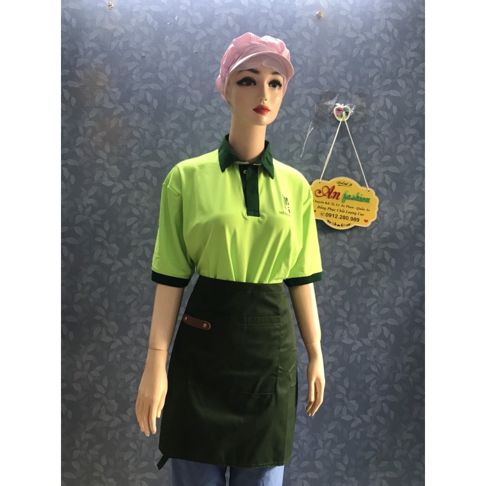 Tạp dề NGẮN Màu xanh đen phục vụ Giá Rẻ Tạp dề đồng phục quán cafe, làm bếp, gia đình -  Hình chụp thật