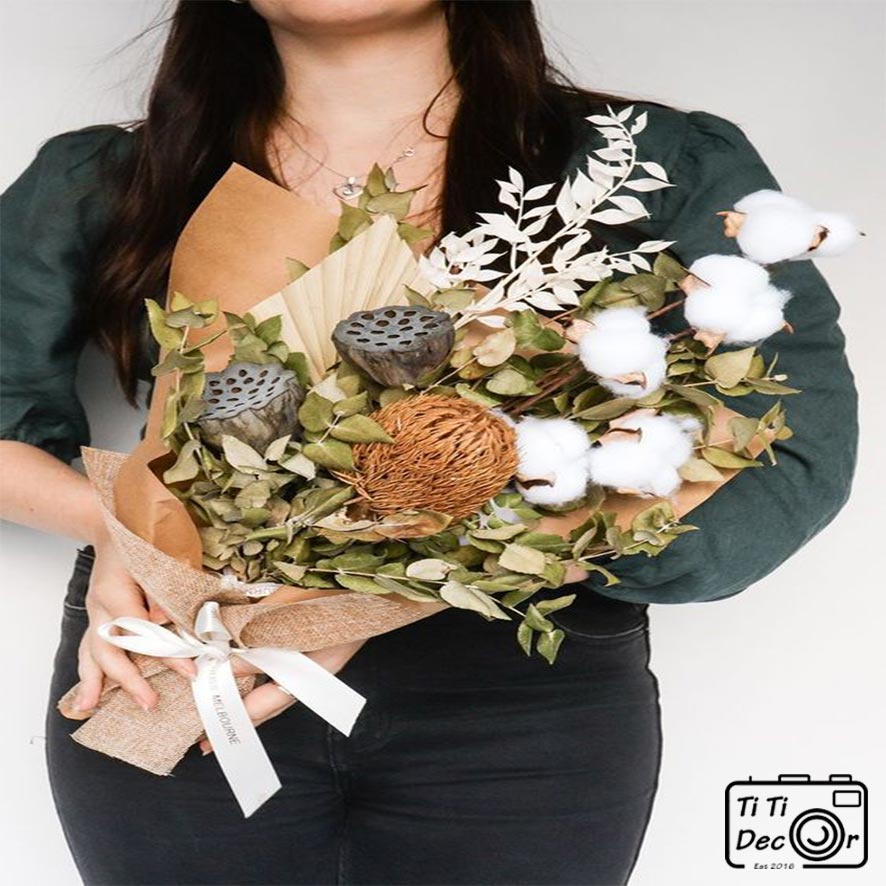 Bông hoa gòn trang trí chrismast, giáng sinh, noel, xmas, tiểu cảnh, hoa khô, mẫu cành nhiều bông – Titi decor