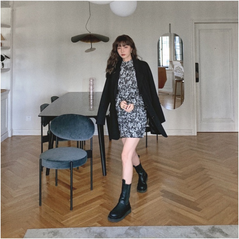 Đầm Hoa Mini Dáng Ôm Thời Trang Mùa Thu Dễ Phối Đồ Cho Nữ