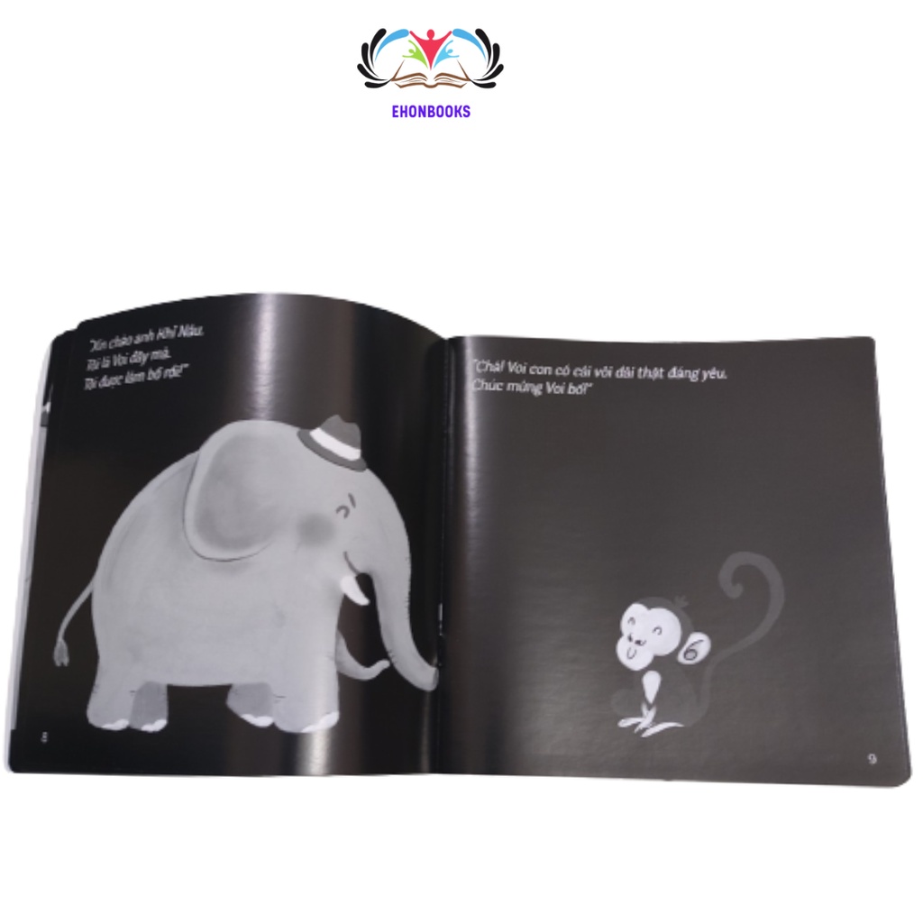 Sách Ehon cho bé 0 3 tuổi - Ehon kích thích thị giác Voi con đến rồi wabooks