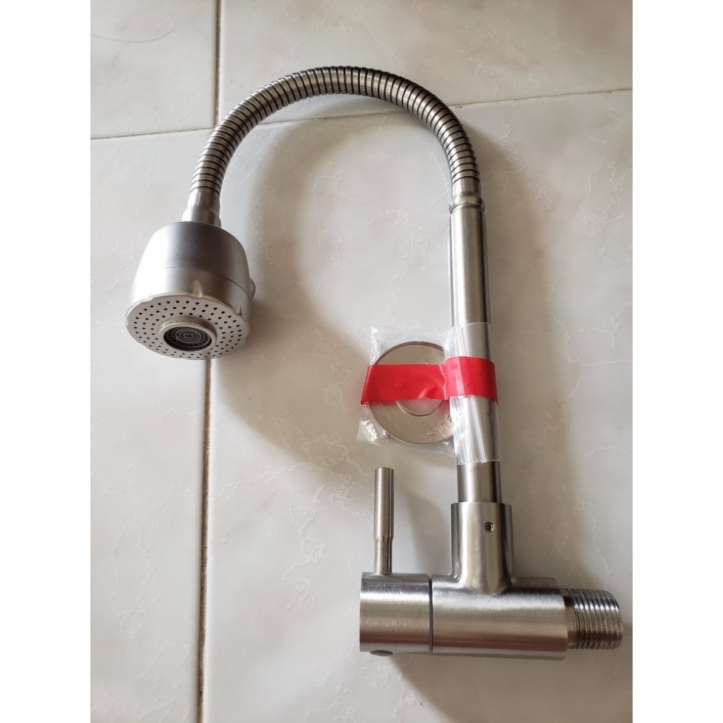 Vòi Rửa Bát Rửa Chén Vòi Chậu Rửa Bát Lạnh Lò Xo Gắn Tường SENTO Chất Liệu Inox304 Xoay 360 Độ