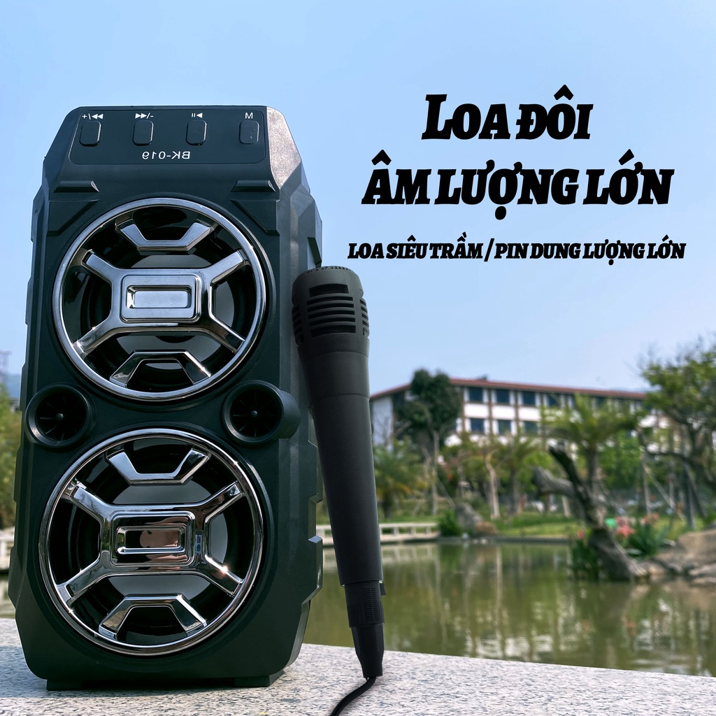 Sừng đôi Loa Kẹo Kéo Có Mic Hát Nhạc Bluetooth, Loa bluetooth, loa kraoke cắm thẻ nhớ, nghe đài FM Siêu Hay - Tặng kèm M