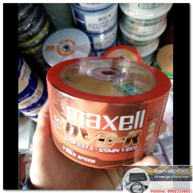 50 Đĩa trắng dvd Maxell loại chất lượng cao, 4.7gb