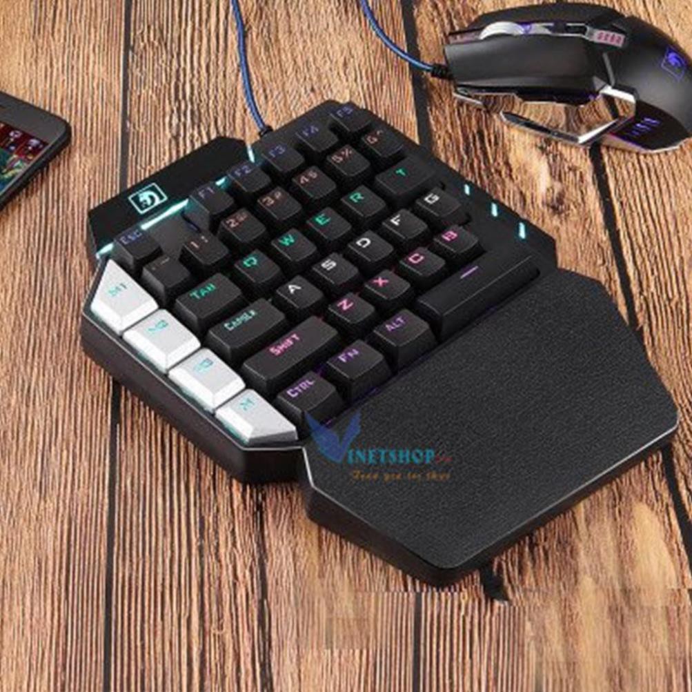 Bàn phím cơ 1 tay Technology K109 LED RGB swith blue chuyên game Pubg