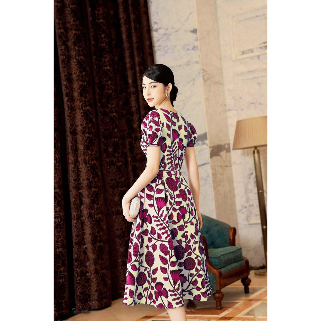 Đầm thiết kế hoa dây in 3d D028- Ladyfashion