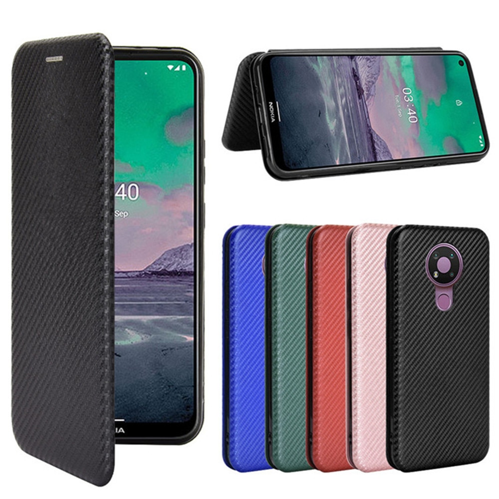 Bao Da Họa Tiết Sợi Cacbon Cho Nokia 3.4 Case 6.39 Inch Nokia 3.4 Nokia3.4