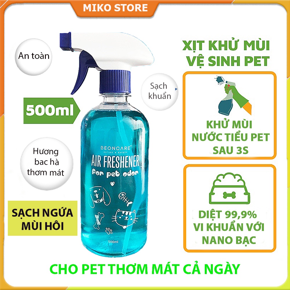 Chai Xịt khử mùi nước tiểu chó mèo, khử mùi hôi thú cưng, BeonCare, Sạch Ngứa – Công Nghệ Diệt Khuẩn Nano Silver - 500ml