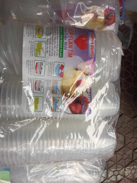 Hộp làm caramen flan hình trái tim kèm nắp