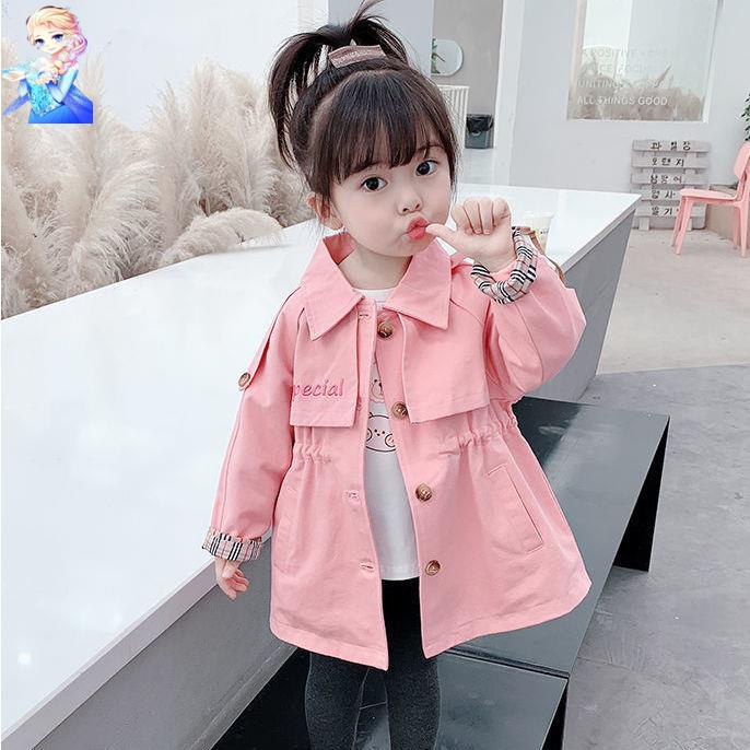 Áo Khoác Gió Dáng Dài Thời Trang Xuân Thu Hàn Quốc Mới Cho Bé Gái 2021