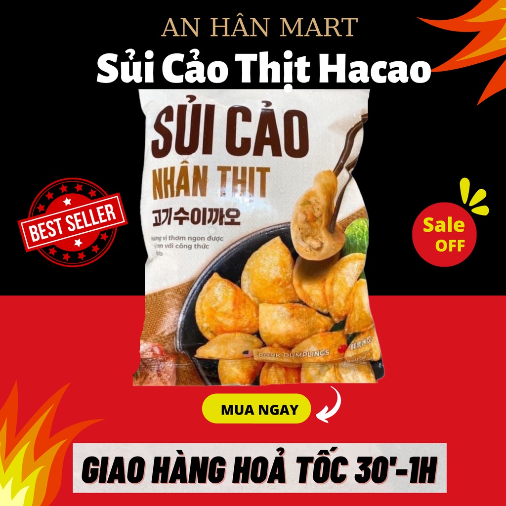 Sủi Cảo Nhân Thịt HACAO thả lẩu, chiên rán ngon gói 500g
