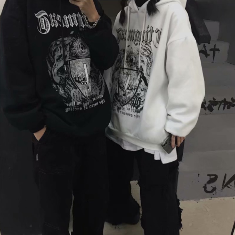 Áo hoodie tay dài in họa tiết graffiti phong cách Hàn Quốc thời trang cho nam size M-3XL