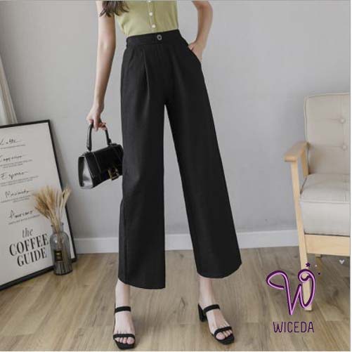 Quần ống rộng suông dài,quần culottes đũi nữ chất nhẹ thoáng mát  4 màu đen be trắng xanh ngọc WICEDA QD520. | BigBuy360 - bigbuy360.vn