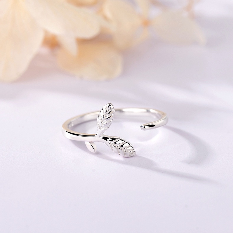 Nhẫn bạc nữ ATJ9102 thiết kế kiểu hở hình lá phong Maple leaf ring ANTA Jewelry