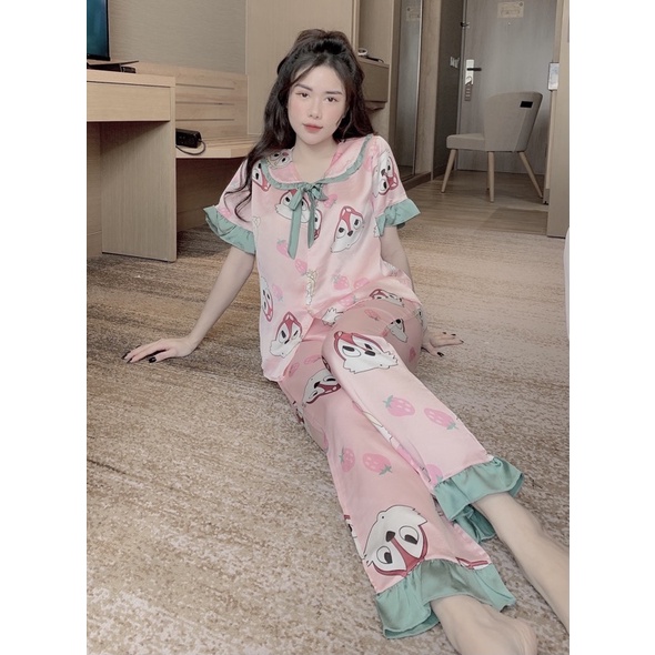 Đồ Ngủ Nữ�Đồ Bộ Pijama Lụa Tay Ngắn-Quần Dài Xinh Xắn 💖Chất Liệu Satin Siêu Mát | WebRaoVat - webraovat.net.vn