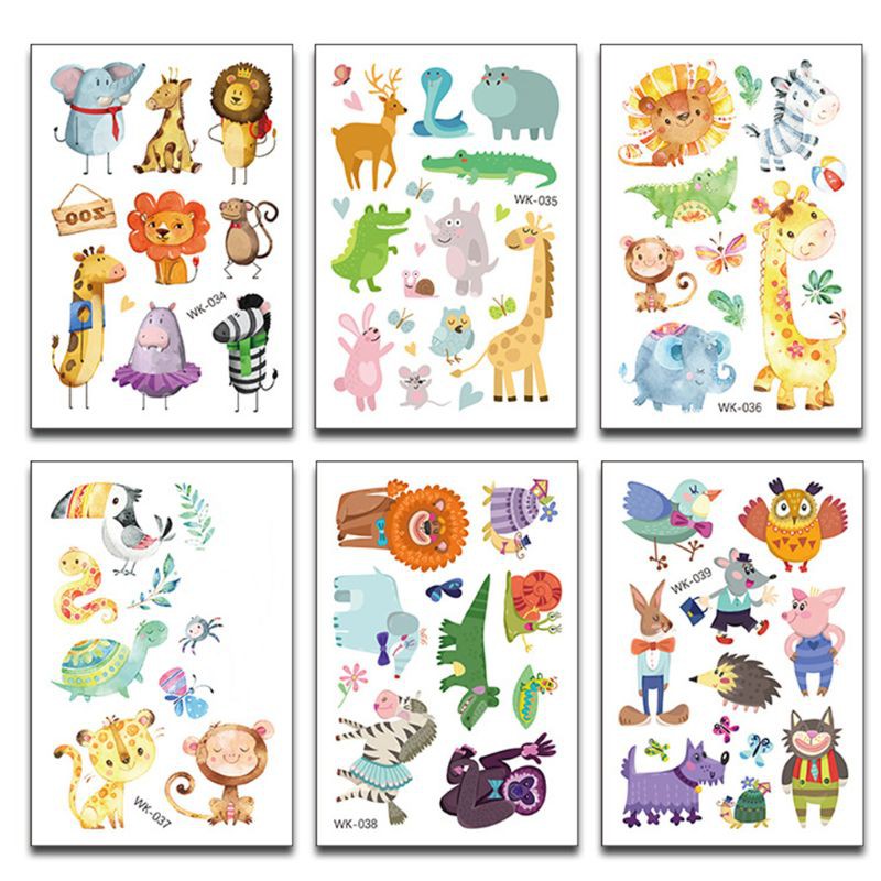 10 Sheets Temporary Animal Tattoos for Kids Children Jungle Zoo Party Supply