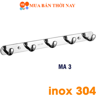 Móc Áo Đúc Đặc Đơn 5 Móc Inox 304 Cao Cấp MA 3