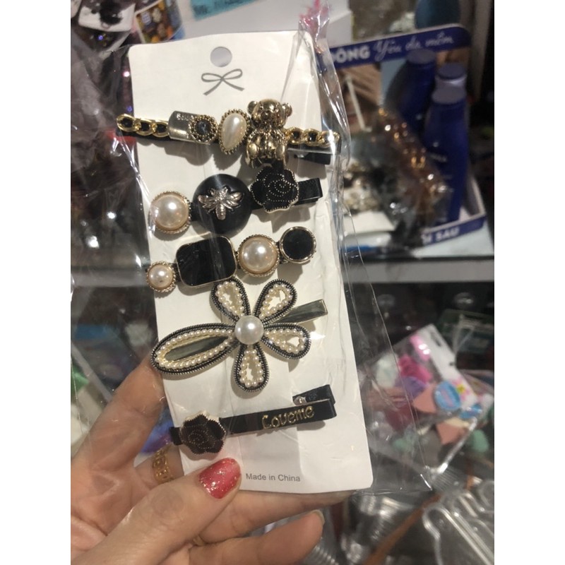 Set 5 Kẹp Tóc Ngọc Trai Siêu Sang Chảnh - Ngọc Trai Nhân Tạo