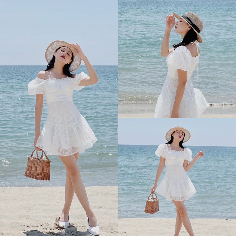 Cloudy Dress vải tơ ép trắng - Hàng chất lượng cao Jolie
