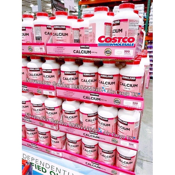Viên uống bổ sung canxi chắc khoẻ xương khớp Kirkland Calcium 600mg Vitamin D3 500 viên - Canxi Kirkland Mỹ Date Mới