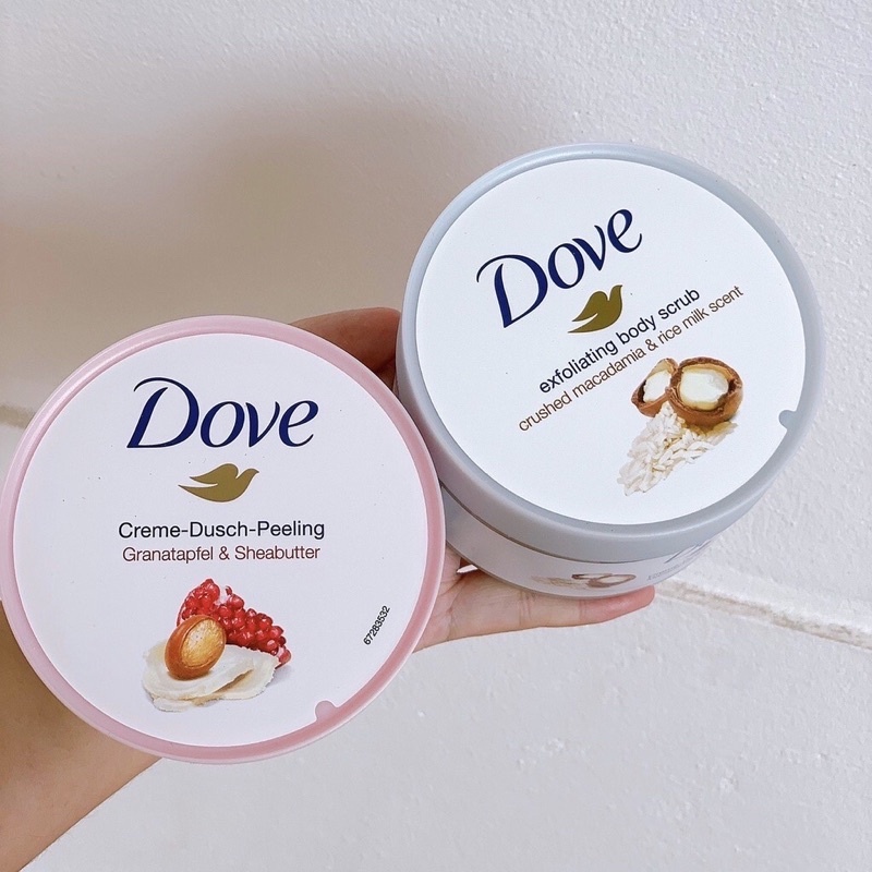 Tẩy da chết Dove Exfoliating Body Polish , Tẩy tế bào chết giúp dưỡng da mịn màng tươi sáng hàng Đức 225ml